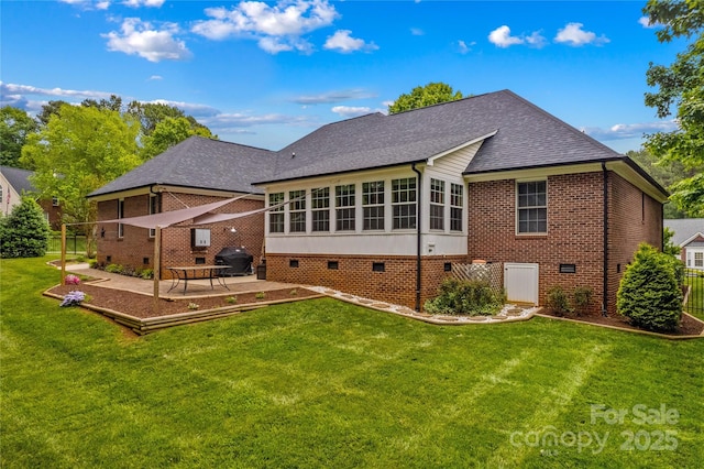 4159 Isle Of Pines Dr, Denver, NC 28037 - back of house with crawl space, a patio area, brick siding, and a shingled roof
