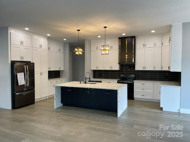 27 George Allen Rdg, Arden, NC 28704 - kitchen featuring black appliances, tasteful backsplash, white cabinetry, a sink, and recessed lighting