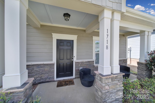 1718 Still River Way, Fort Mill, SC 29708 - doorway to property with a porch and stone siding