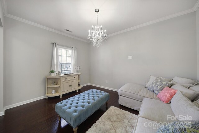 1718 Still River Way, Fort Mill, SC 29708 - living room featuring visible vents, baseboards, an inviting chandelier, and dark wood finished floors