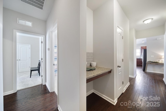 1718 Still River Way, Fort Mill, SC 29708 - corridor featuring visible vents, dark wood-style flooring, and baseboards