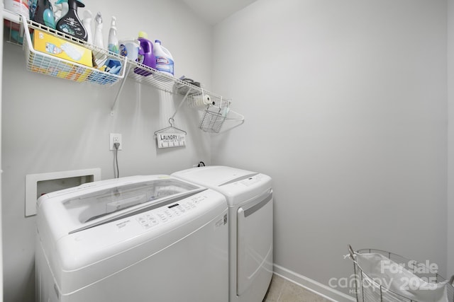 1718 Still River Way, Fort Mill, SC 29708 - laundry area with tile patterned floors, independent washer and dryer, laundry area, and baseboards