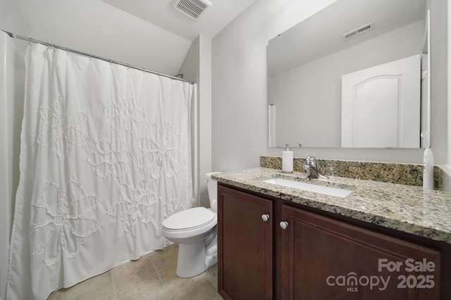 1718 Still River Way, Fort Mill, SC 29708 - bathroom with a shower with shower curtain, vanity, visible vents, and toilet