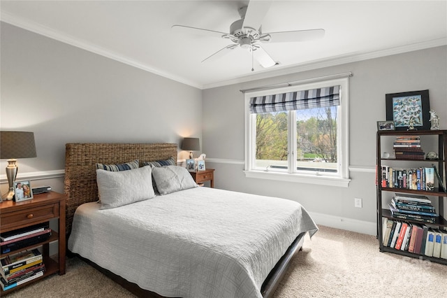 19040 Mary Ardrey Cir, Cornelius, NC 28031 - carpeted bedroom with ornamental molding, baseboards, and ceiling fan