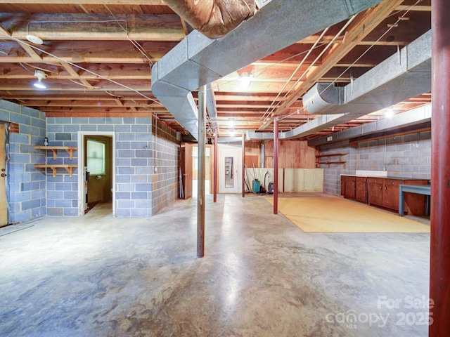 167 Cedar Ln, Troutman, NC 28166 - unfinished basement with concrete block wall