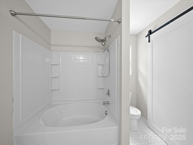 113 Devynn Ridge Ct, Mount Holly, NC 28120 - bathroom with toilet, shower / bath combination, tile patterned floors, and baseboards