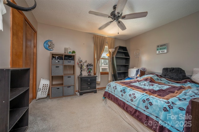 266 Asheland Dr, Ellenboro, NC 28040 - bedroom featuring ceiling fan, light colored carpet, and a textured ceiling