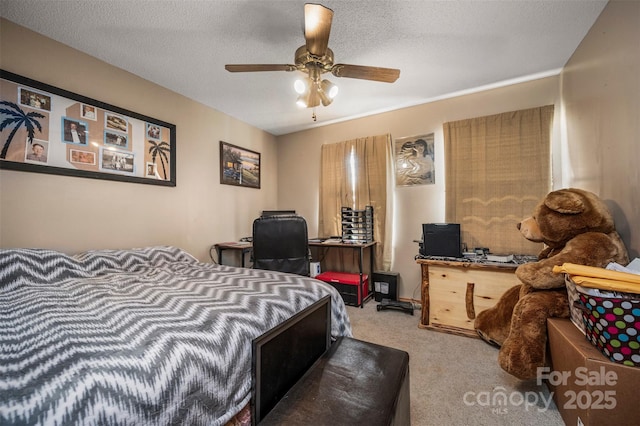 266 Asheland Dr, Ellenboro, NC 28040 - carpeted bedroom with a textured ceiling and a ceiling fan