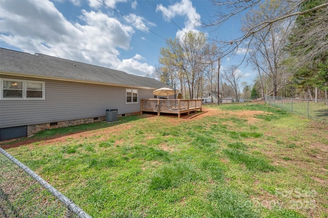 266 Asheland Dr, Ellenboro, NC 28040 - view of yard with a wooden deck and a fenced backyard