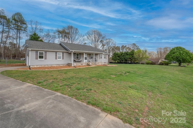 266 Asheland Dr, Ellenboro, NC 28040 - ranch-style house with a front lawn and covered porch