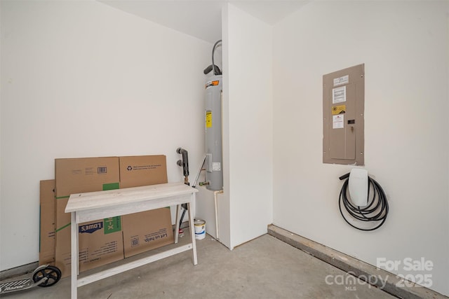 utilities featuring water heater and electric panel