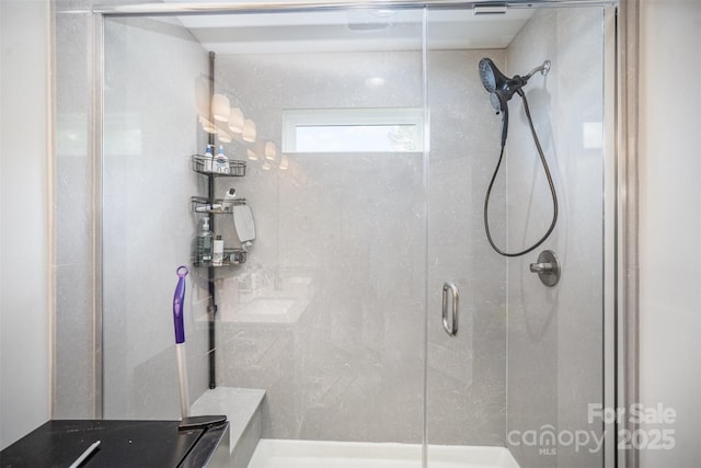 bathroom with a shower stall