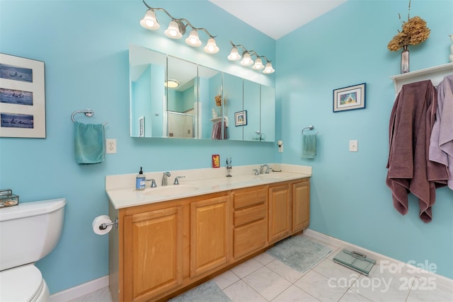 27 Hunting Lodge Dr, Black Mountain, NC 28711 - bathroom featuring baseboards, a sink, a stall shower, and toilet