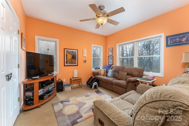 27 Hunting Lodge Dr, Black Mountain, NC 28711 - living area featuring a ceiling fan and carpet