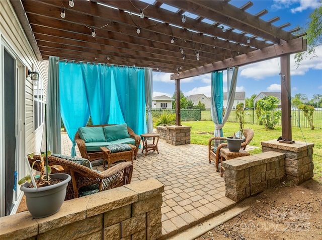 4924 Riverdale Dr, Charlotte, NC 28273 - view of patio / terrace with a fenced backyard and a pergola