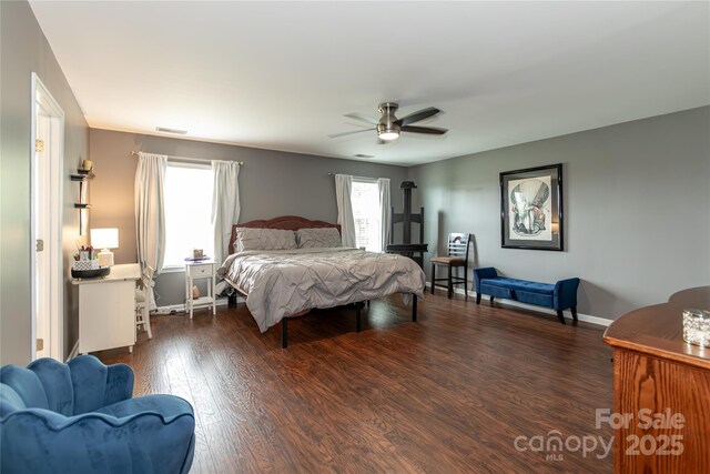 4924 Riverdale Dr, Charlotte, NC 28273 - bedroom with dark wood finished floors, visible vents, baseboards, and multiple windows
