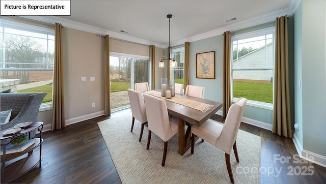 152 Ventor Way, Mooresville, NC 28115 - dining room with a wealth of natural light, visible vents, and crown molding