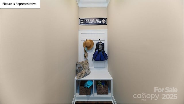 152 Ventor Way, Mooresville, NC 28115 - mudroom with baseboards and crown molding