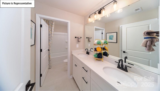 152 Ventor Way, Mooresville, NC 28115 - full bath featuring toilet, visible vents, double vanity, and a sink