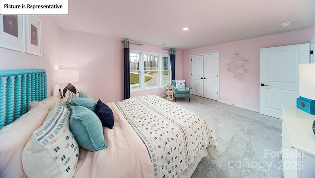 152 Ventor Way, Mooresville, NC 28115 - carpeted bedroom with a closet, baseboards, and recessed lighting