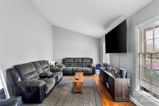 3612 Winterfield Pl, Charlotte, NC 28205 - living room featuring wood finished floors and lofted ceiling
