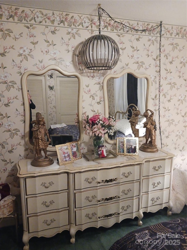160 17th Street Pl NW Unit 3E, Hickory, NC 28601 - interior details with carpet flooring and wallpapered walls