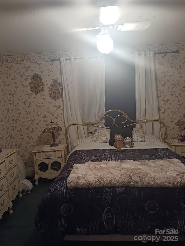 160 17th Street Pl NW Unit 3E, Hickory, NC 28601 - carpeted bedroom with wallpapered walls