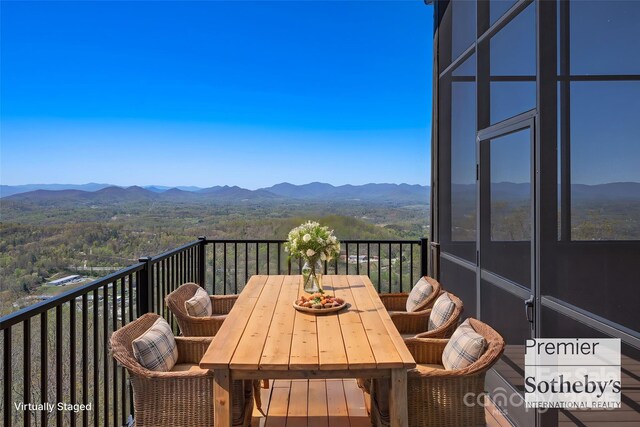 179 Serenity Ridge Trl, Asheville, NC 28804 - balcony featuring a mountain view and outdoor dining space