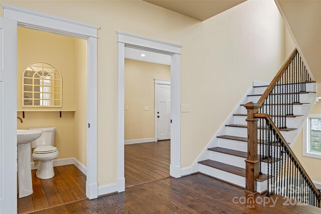 179 Serenity Ridge Trl, Asheville, NC 28804 - staircase with wood finished floors and baseboards