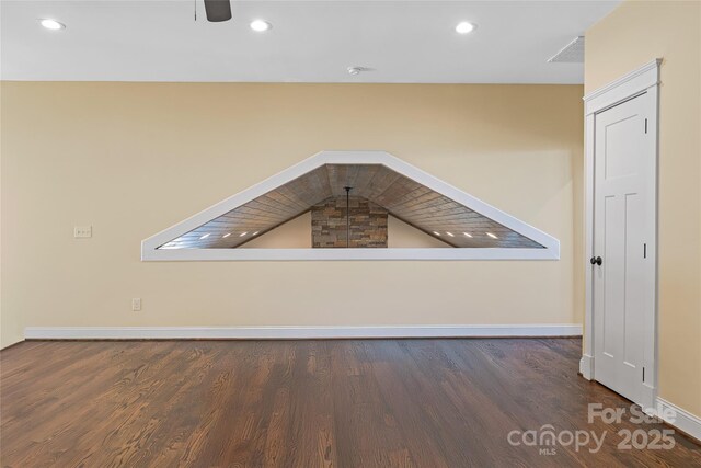 179 Serenity Ridge Trl, Asheville, NC 28804 - detailed view of wood finished floors, recessed lighting, baseboards, and a ceiling fan