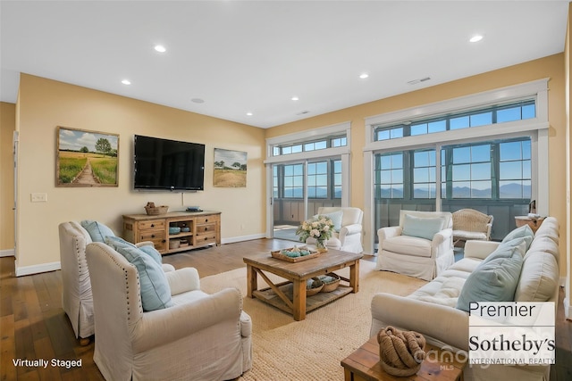 179 Serenity Ridge Trl, Asheville, NC 28804 - living area featuring wood finished floors, recessed lighting, and baseboards