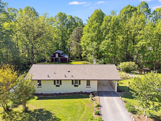 570 Brandon Rd, Black Mountain, NC 28711 - aerial view of property and surrounding area with a heavily wooded area