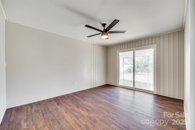 764 Emorywood Ln, Rock Hill, SC 29730 - empty room featuring dark wood-type flooring, ornamental molding, and a ceiling fan