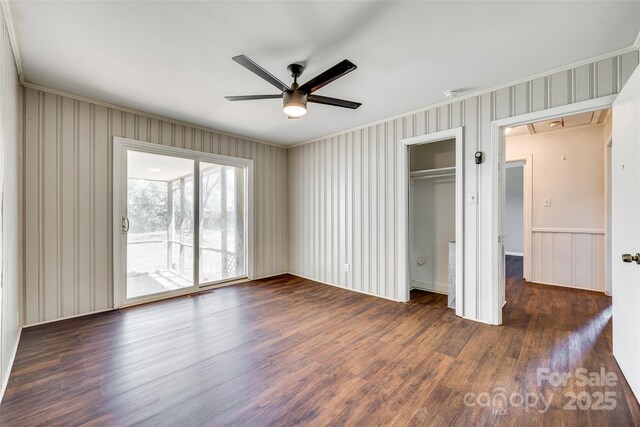 764 Emorywood Ln, Rock Hill, SC 29730 - unfurnished bedroom with a closet, a ceiling fan, attic access, and wood finished floors
