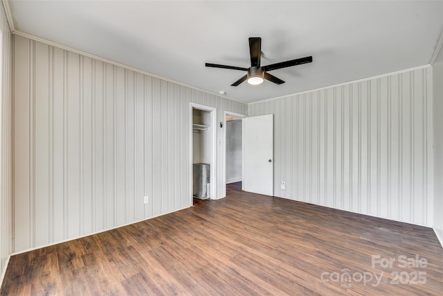 764 Emorywood Ln, Rock Hill, SC 29730 - unfurnished bedroom with a closet, ornamental molding, a ceiling fan, and wood finished floors