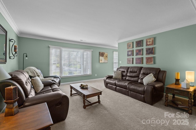2439 Heathershire Ln, Matthews, NC 28105 - carpeted living area featuring ornamental molding and baseboards