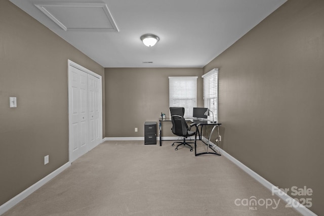 2439 Heathershire Ln, Matthews, NC 28105 - office space with baseboards, carpet floors, and attic access