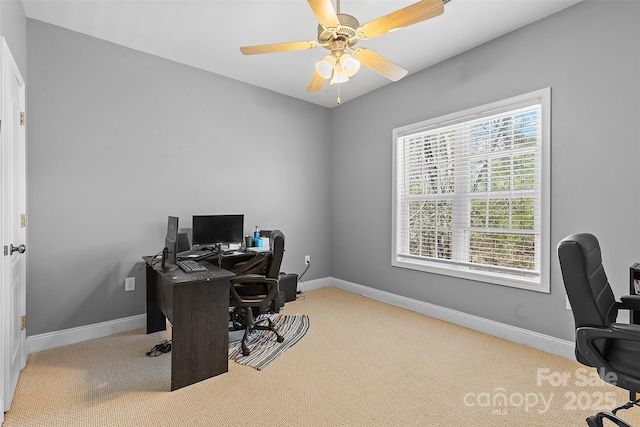 1386 21st Ave NE, Hickory, NC 28601 - carpeted home office with baseboards and a ceiling fan