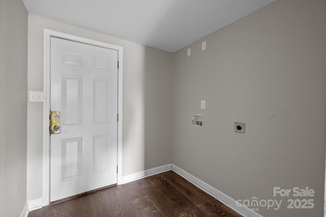 1801 Weststone Dr, Charlotte, NC 28208 - laundry area with baseboards, electric dryer hookup, laundry area, hookup for a washing machine, and dark wood finished floors