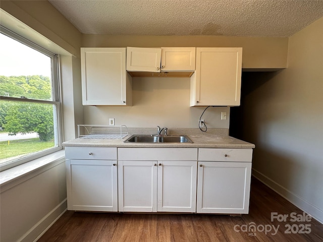 31 Hildebrand St Unit 1 & 154, Asheville, NC 28801 - kitchen with baseboards, dark wood-style floors, white cabinets, and a sink