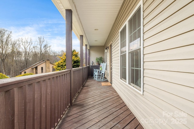 deck featuring covered porch