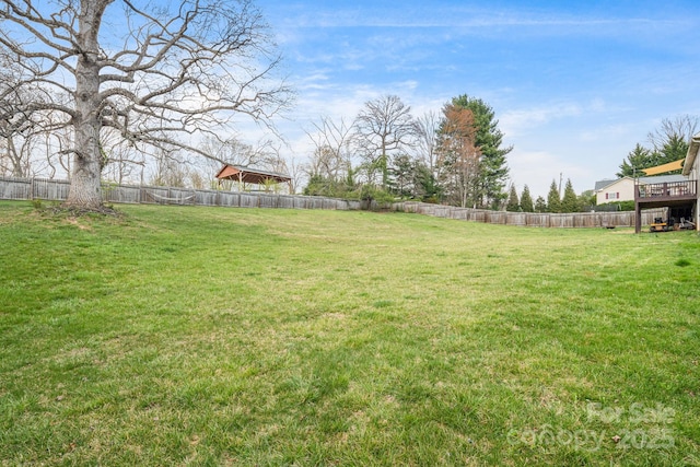 view of yard with a fenced backyard