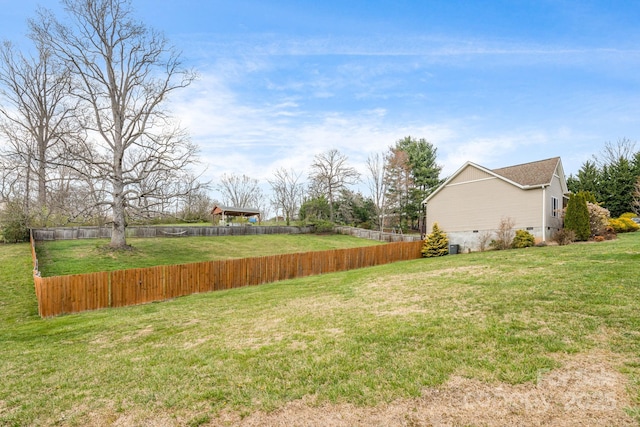 view of yard with fence