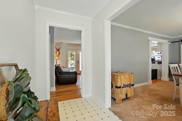 110 Tanglewood Dr, Kannapolis, NC 28081 - hall with baseboards, ornamental molding, and light floors
