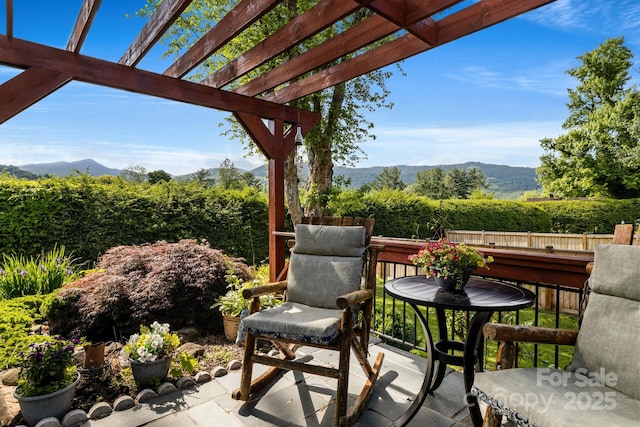 142 Country Club Dr, Waynesville, NC 28786 - balcony with a pergola and a mountain view