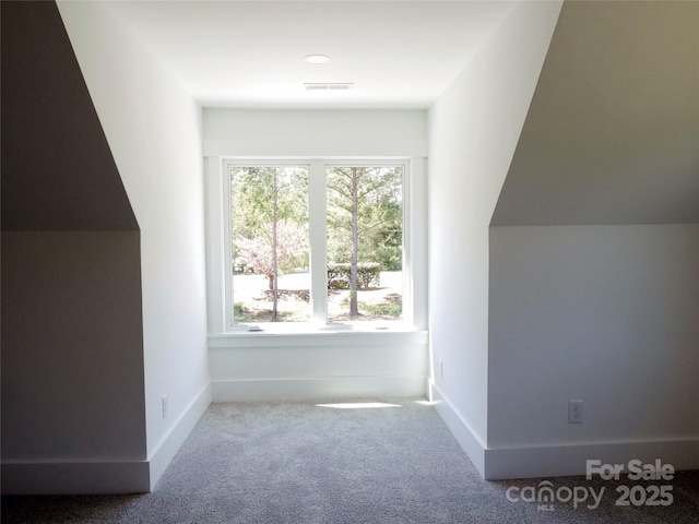bonus room featuring carpet flooring, baseboards, and visible vents