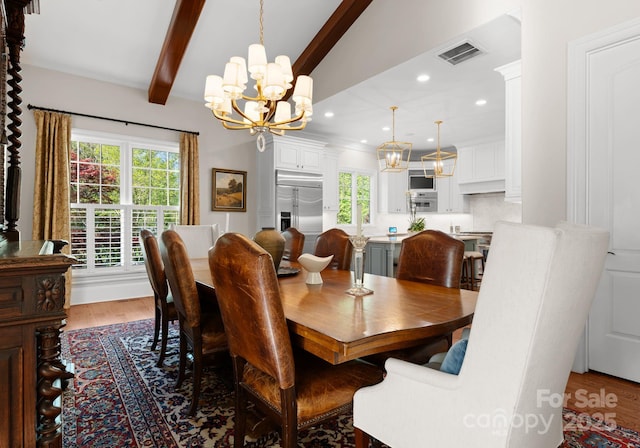 200 Highland Forest Dr, Charlotte, NC 28270 - dining space with a chandelier, wood finished floors, and recessed lighting