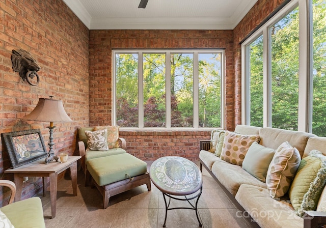 200 Highland Forest Dr, Charlotte, NC 28270 - sunroom / solarium with plenty of natural light, ornamental molding, and brick wall