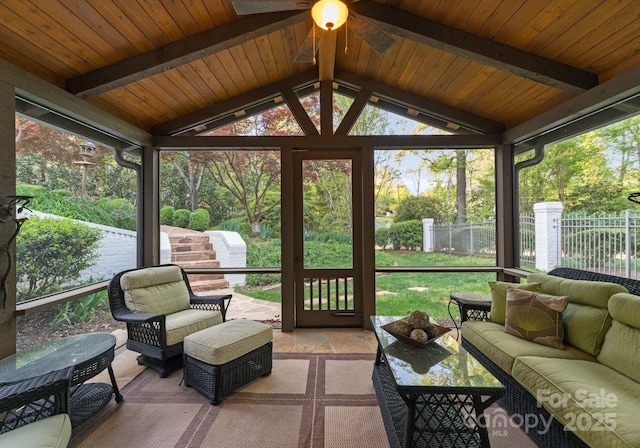 200 Highland Forest Dr, Charlotte, NC 28270 - sunroom with an outdoor hangout area and a ceiling fan