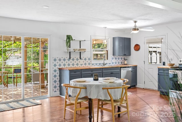 9 Mikayla Ln, Candler, NC 28715 - kitchen featuring butcher block counters, plenty of natural light, and gray cabinetry
